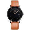 BEN NEVIS Date Analog Quartz Leather Orange Men's Watch, Simple, Stylish, Slim, Casual, Display, Waterproof, Watch, Strap,