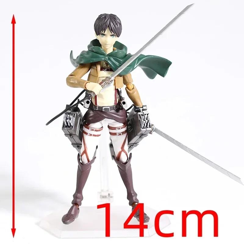 14cm Attack on Titan Levi Rivaille Rival Mikasa Ackerman Eren Jaeger Action figure toys doll Christmas gift