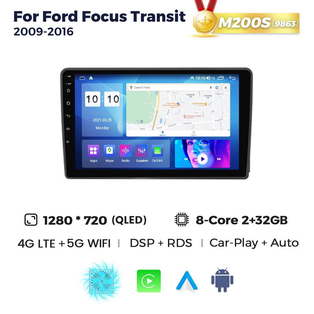 Navifly 8Core 2Din Android Car Radio For Ford Focus II C-Max S-Max Fusion Transit Galaxy Kuga 2006-2011 Multimedia Player GPS BT