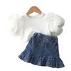 Girls' Fashion Set 2025 Summer Children's Casual Fishtail Skirt Set