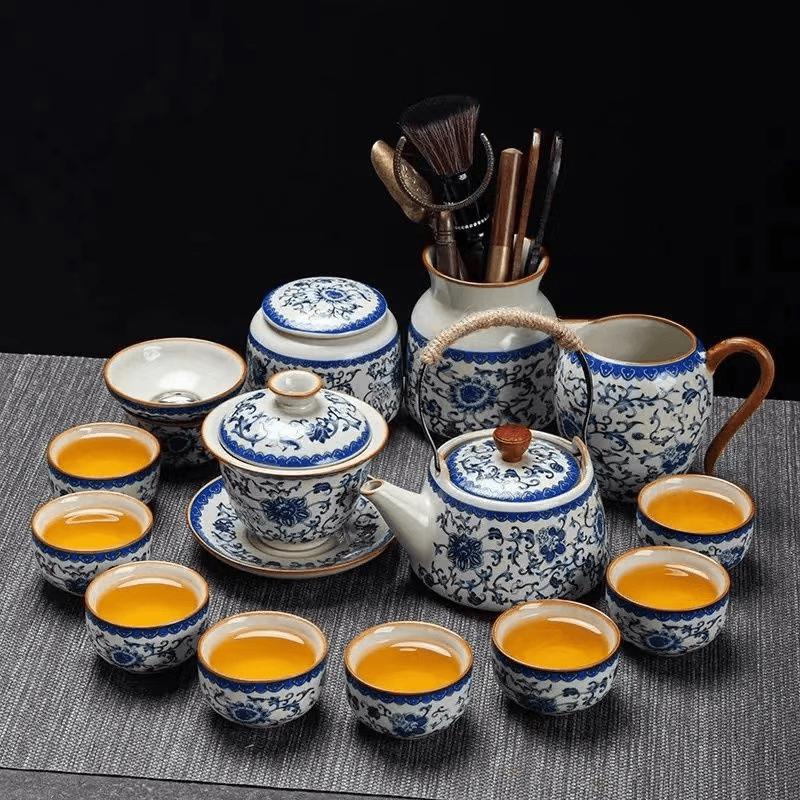 Yellow Ru Lotus Ceramic Tea Set