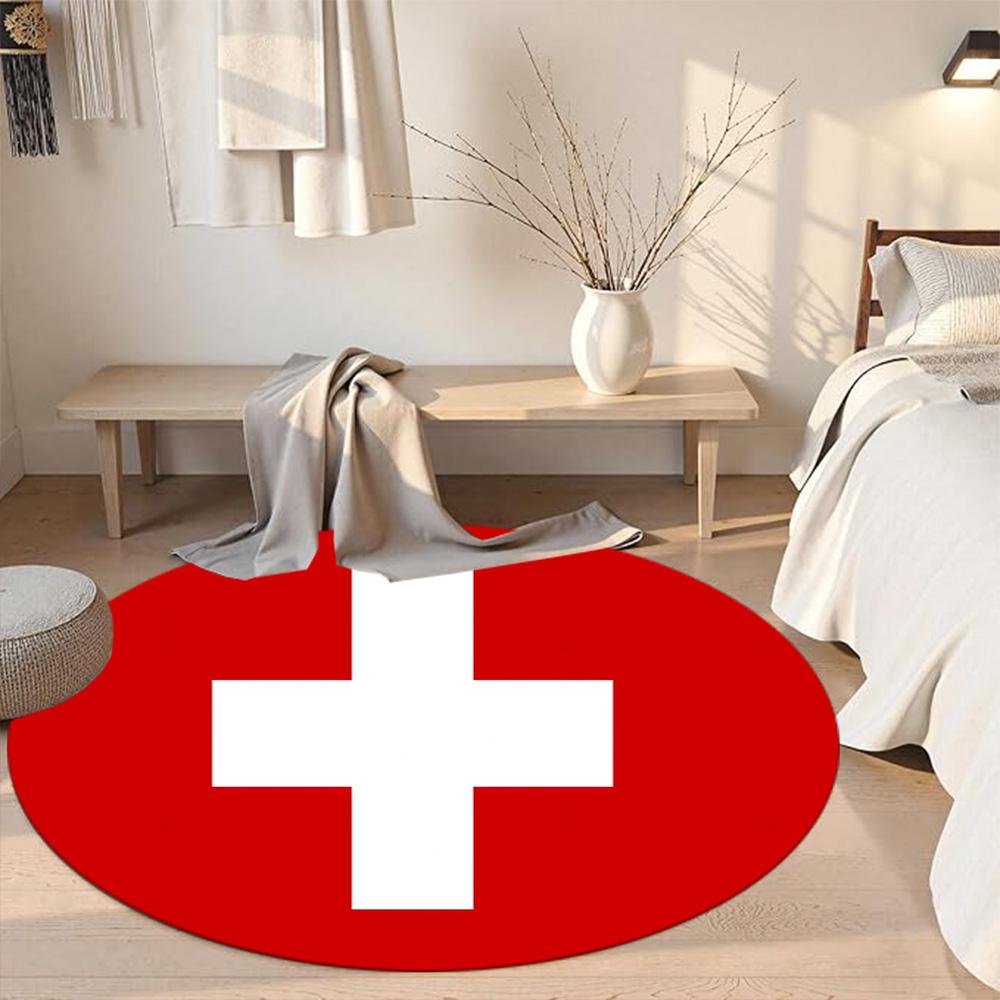Flag Round Area Rug Suitable for Game Room Dining Room Balcony Dormitory Anti-slip Round Rug Decorate Offices Spiritual Gift