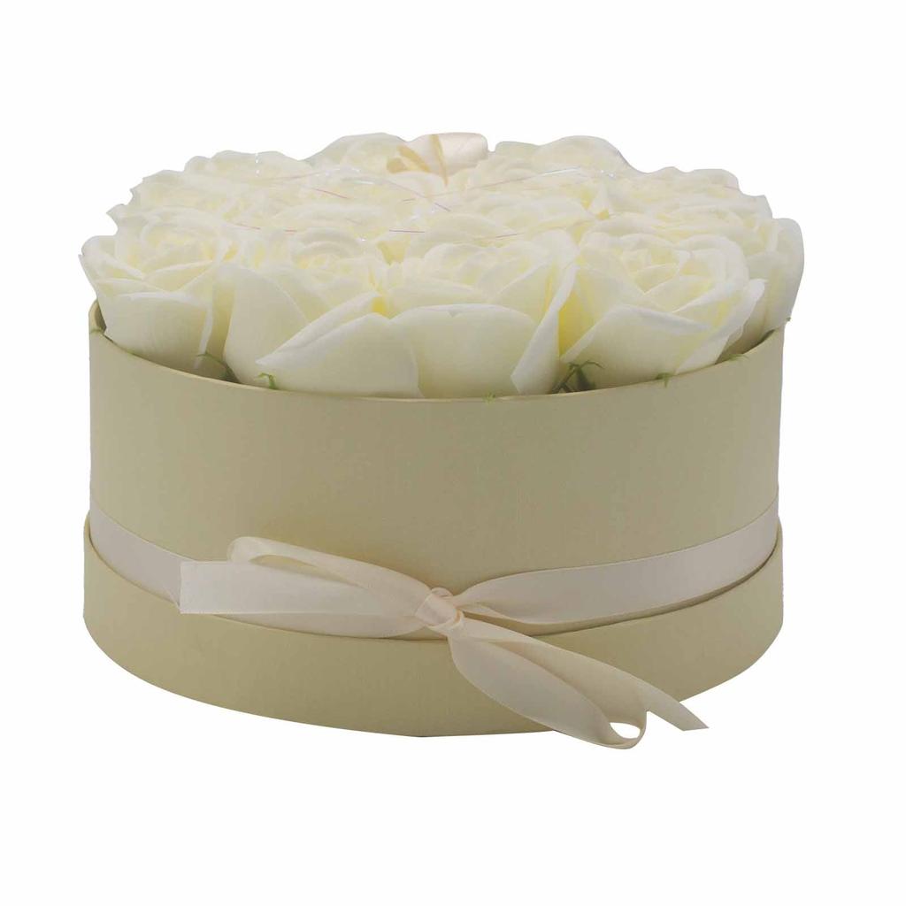 Soap Rose Bouquet 14 Cream Roses Round