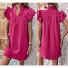 Summer Fashion Versatile Lotus Leaf Sleeve V-neck Dress