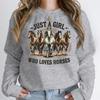 Just A Girl Who Loves Horses Sweatshirt Hoodie Funny Horse Lover Gift Western Boho Pullover Farm Casual Daily Sweatshirt Jumper