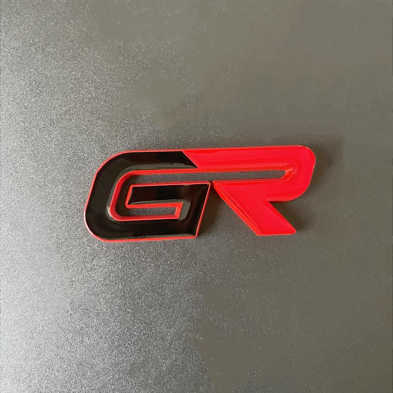 3D Metal Black Red Logo GR Emblem Letters Car Front Grill Badge For Toyota Hilux CHR Corolla Yaris GR Sticker Accessories OO4