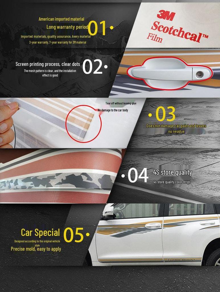 Toyota Prado 10-22 Models Car Body Color Stripe Decal Waistline Sticker.