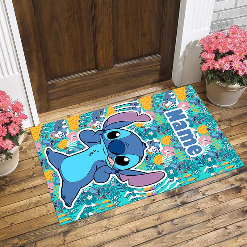 Personalized Name Stitch Fantasy Living Room Non-Slip Area Rug Soft Carpet for Bedroom Kids Playroom Sofa Office Home Decor Doormat