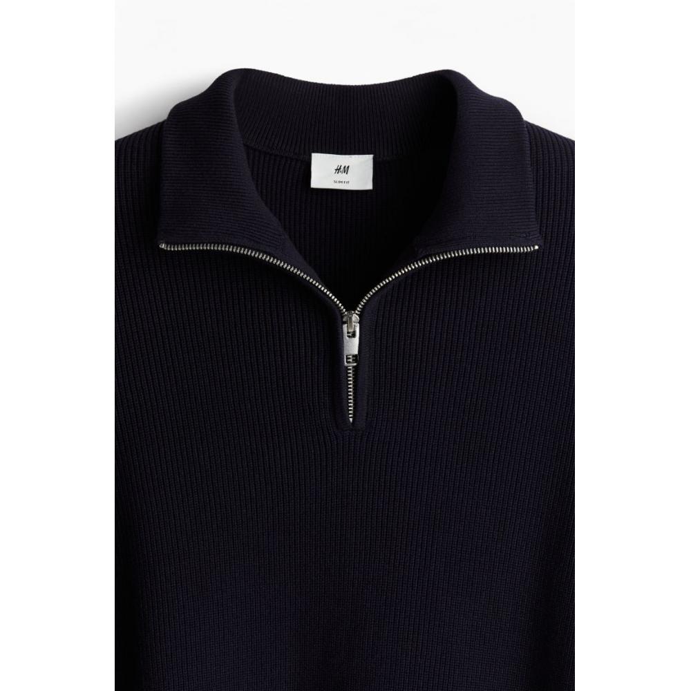 H M sliM Fit Sweater Navy Blue