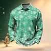 Men's Golf Shirt Long Sleeve Casual Christmas Print Quick-Dry Mesh Top