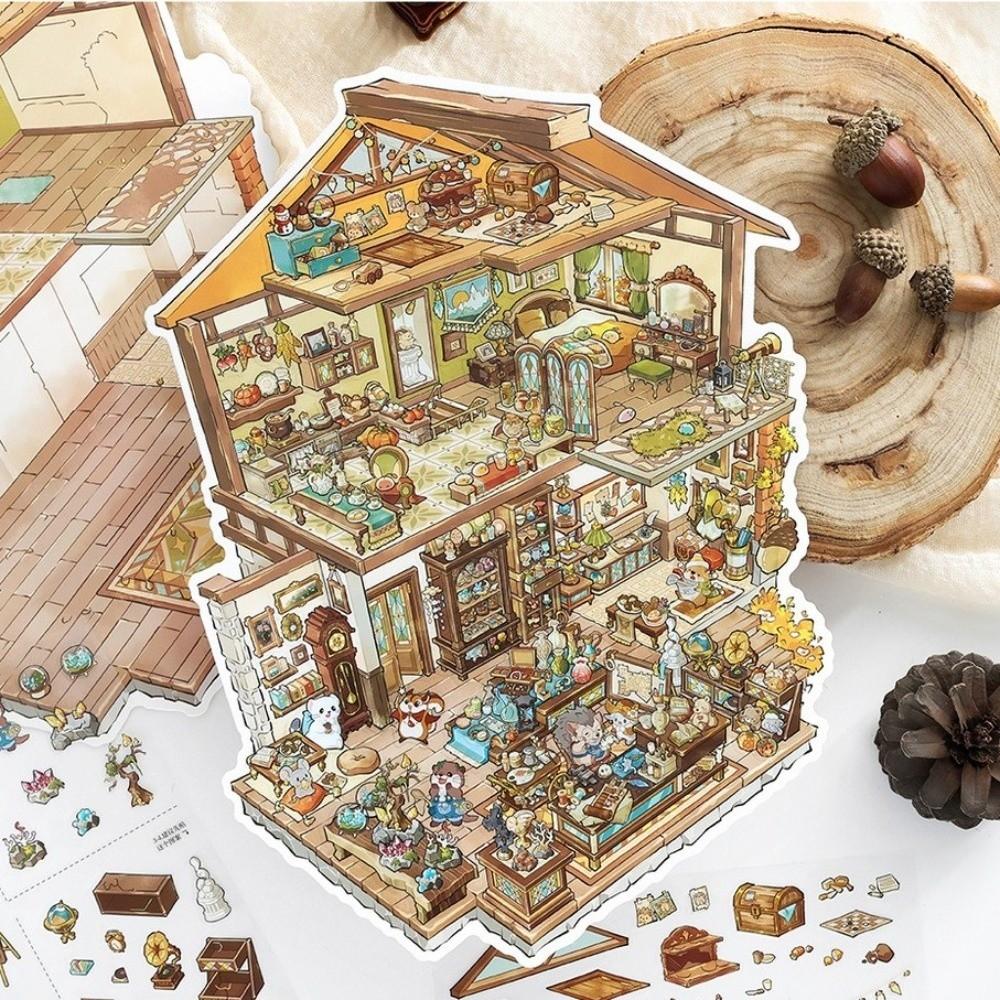 Shop Theme Stationery Stickers PET Die Cut Mini Landscape Sticker Stacking Stickers  Children Gifts