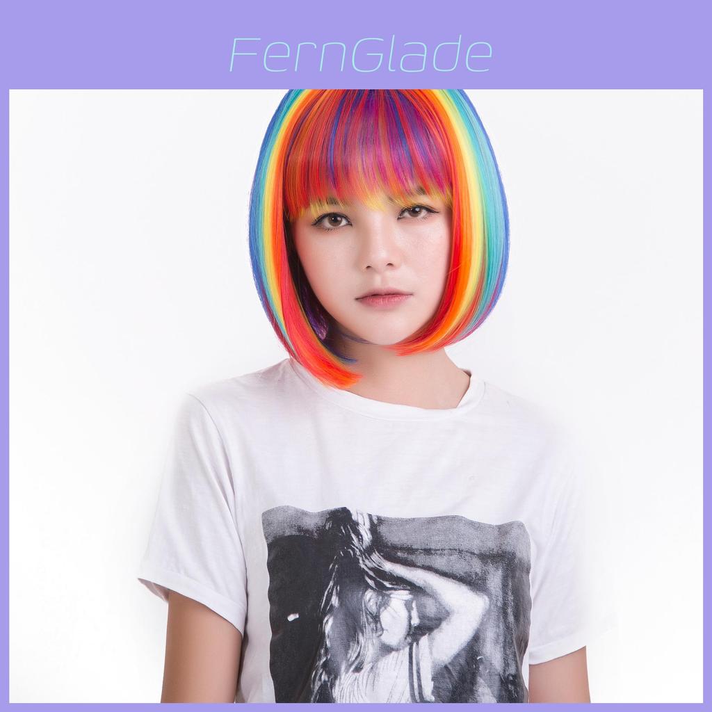 Cosplay Short Rainbow Wig For Women Party Fun