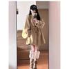 Women's Khaki Wool Coat - Autumn/Winter 2025, High-End Korean Style, Petite & Plus Size.