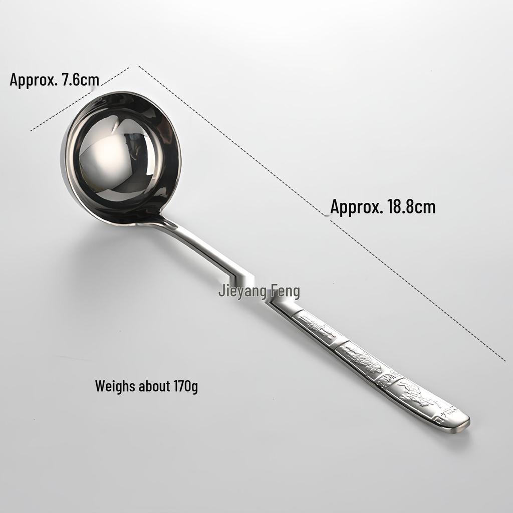 304 Stainless Steel Hammered Texture Soup Ladle - Long Handle for Hotel or Home Use