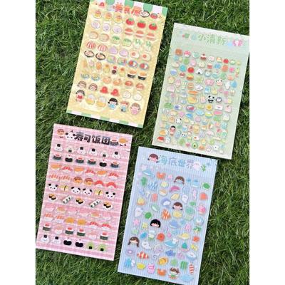 Roztomilé průhledné kreslené samolepky Sushi Burger pro scrapbook, kryt telefonu, personalizovaná DIY dekorace, 1ks, Umění a řemesla