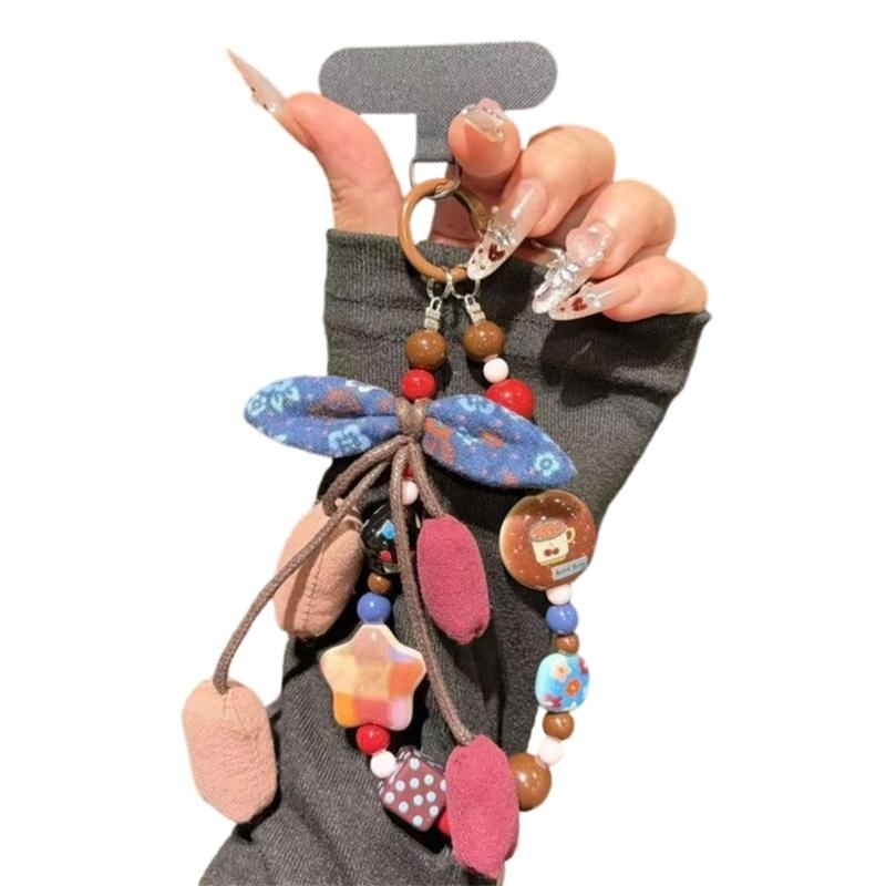 Stilvoller Handbemalter Ombre Stern Stoff Blume Schlüsselanhänger Stabiles PVC-Seil Unisex Schlüsselanhänger Taschenzubehör