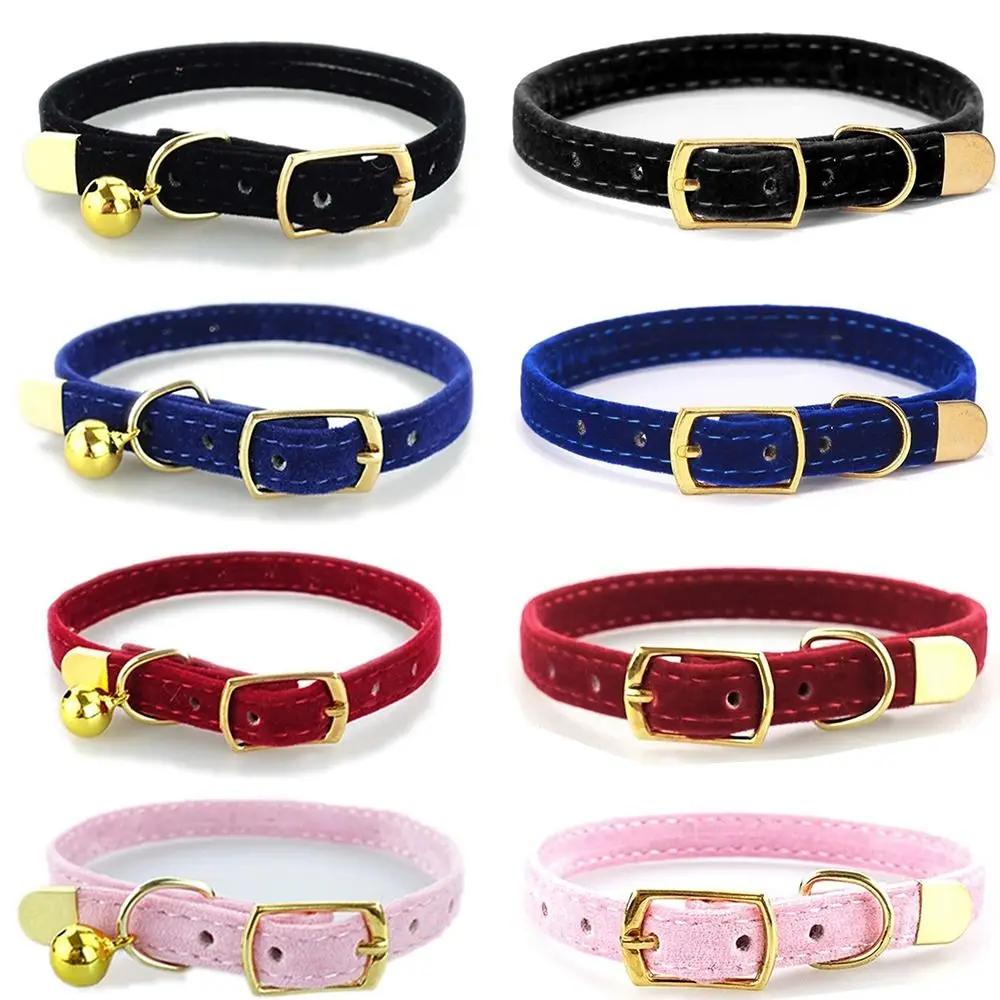 Cute Flocked Cloth Cat Collars Adjustable Durable Kitten with Or Without a Bell Pet Supplies Cat Dog