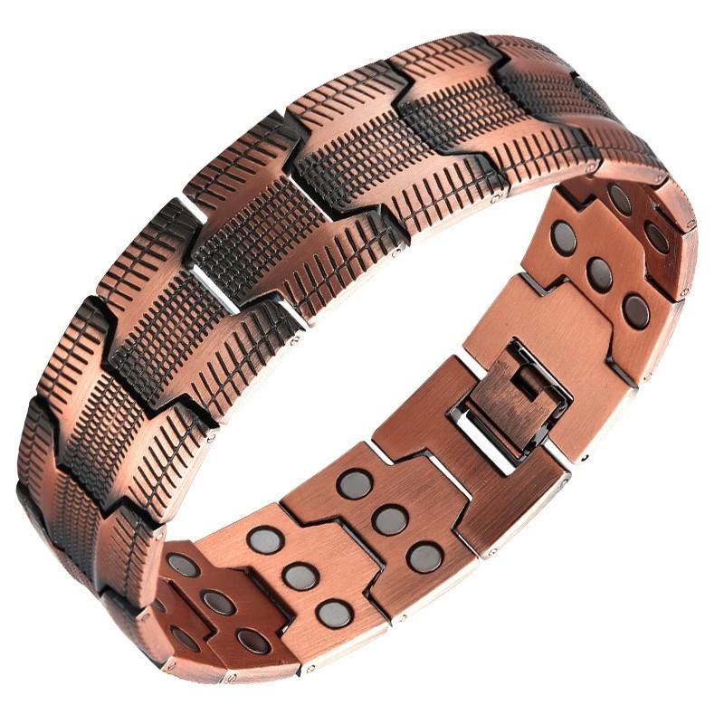 Antique Copper Magnetic Bracelet: Retro Fashion Three-Row Adjustable Couple Bangle