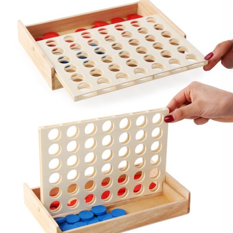Dreidimensionales Vier-Gewinnt-Schach-Mehrspielerspiel Schach Kinder Lernspielzeug frühe Kindheit Spielzeug Holzbox-Set