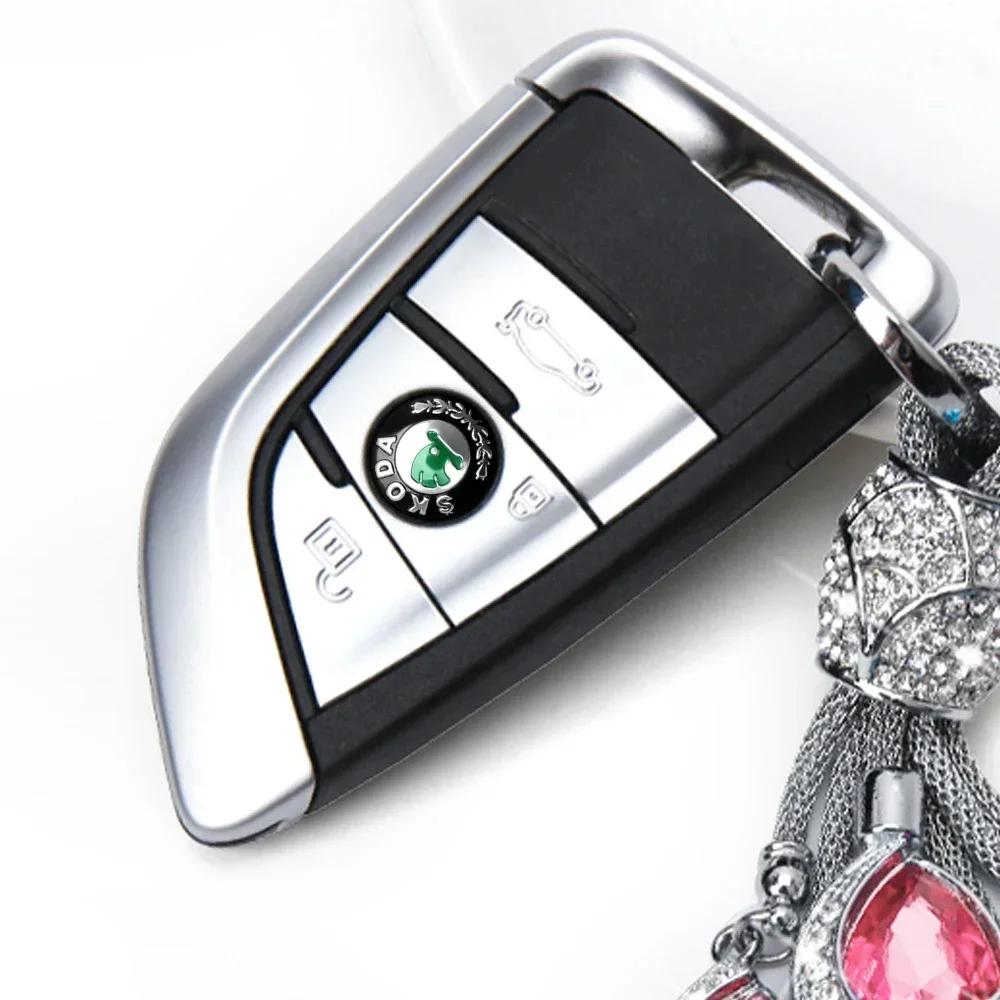 Samolepka na auto 2025 Nová 10/20ks 14mm Samolepky s logem klíče od auta Auto Ovládací klíč Logo Obtisk Pro Skoda Octavia Rapid Fabia Yeti Superb