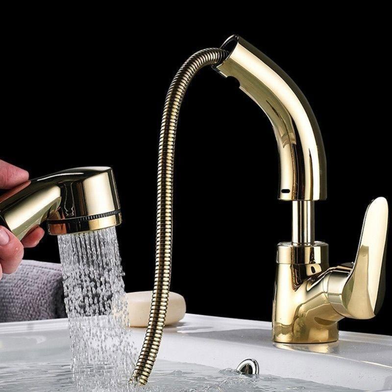 Bathroom Pull Out Faucet Lift Up And Down Basin Faucet Rotatable Mixer Tap Stretchable Lavatory Sink Mixer Faucet
