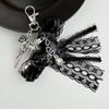 New Gothic Lace Bow Black Heart Cross Keychain New Exquisite Sweet Ballet Ribbon Keychain Hand-held Charter Key Accessories Gift