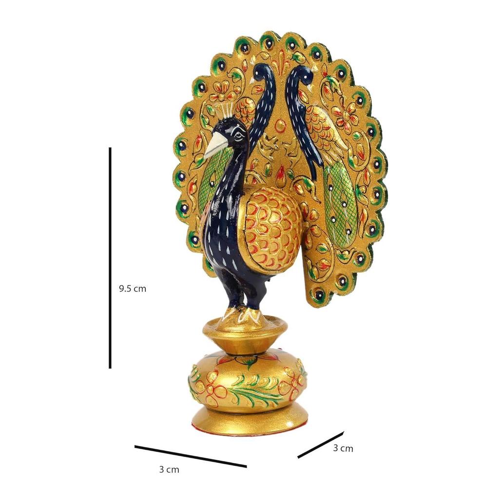 Golden Amboz Resin Dancing Peacock Showpiece Figurine for Home Office Decor Gifts