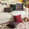 Christmas Pillowcase Plaid Print Single Side Print Colorfast Hidden Zipper Two Sizes Available Couch Decoration Throw Pillow Cover Pillow Sham