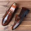 New Men Crocodile Pattern Dress Patent Leather Loafers Luxury Wedding Monk Strap Shoes Italian Style Homecoming Prom Footwear