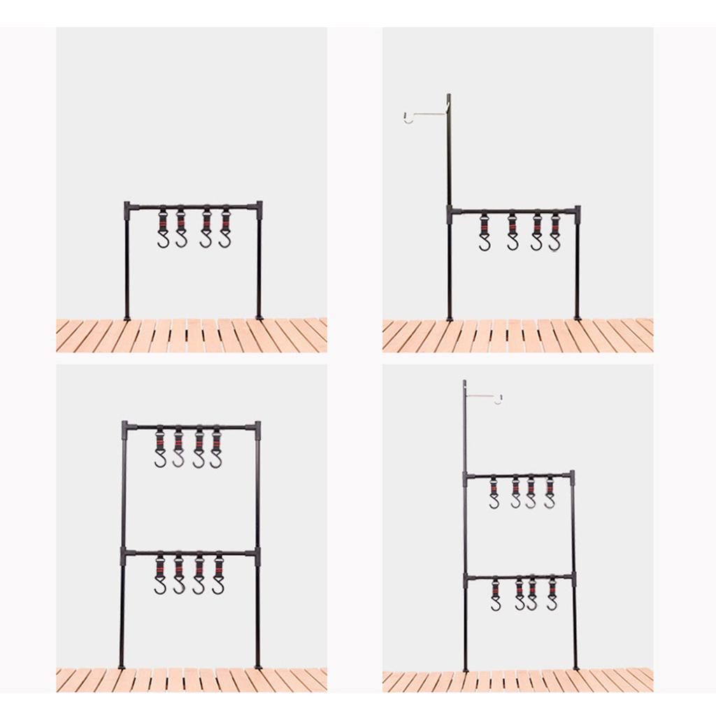Camping Cookware Hanging Rack Camping Lamp Holder Multi-functional Cookware Shelf Cookware Organizer Holder with Hooks