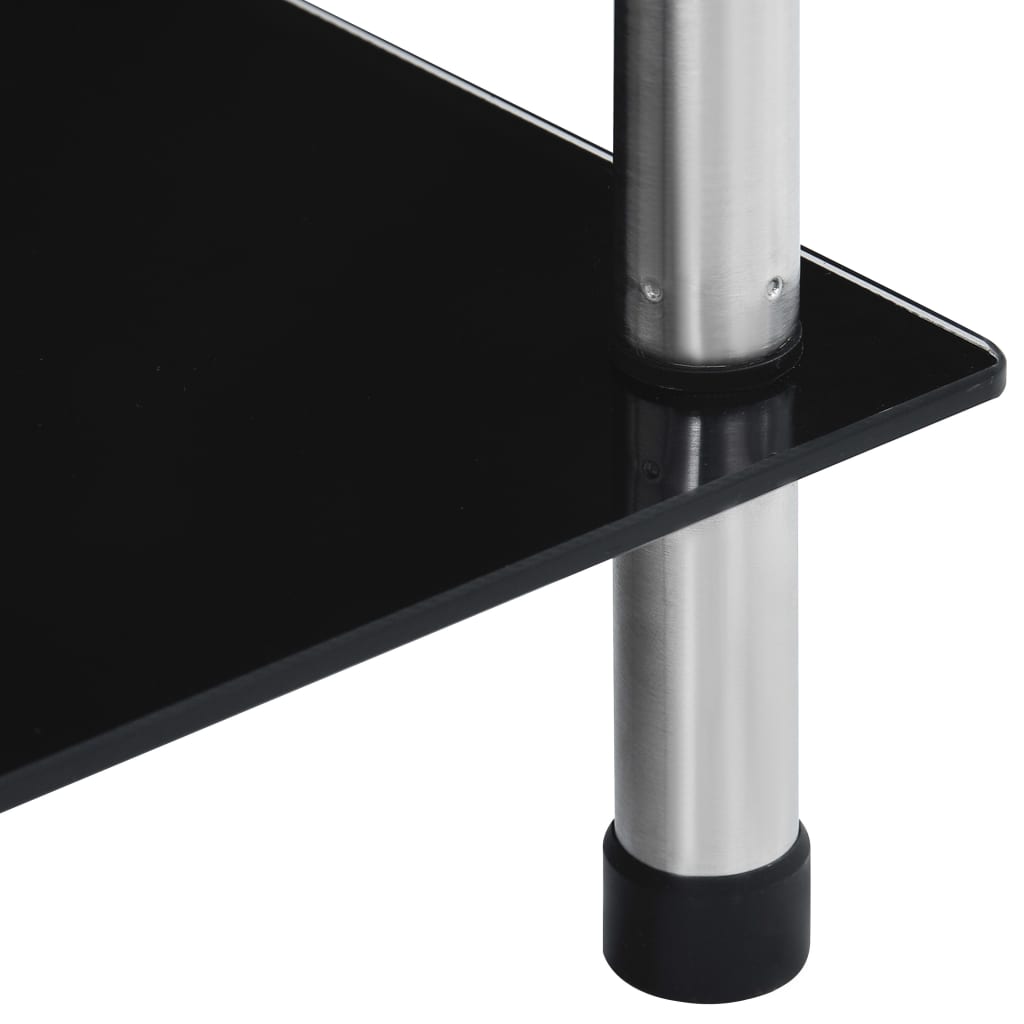6 Tier Black Glass Display Shelf 40 X 40 X 160 Cm Tempered Glass