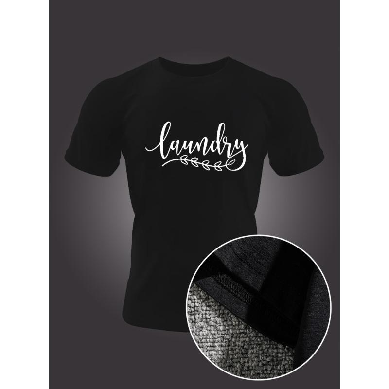 European Size LAUND Print Tee Shirt, Tees for Men, Casual Short Sleeve T-shirt for Summer
