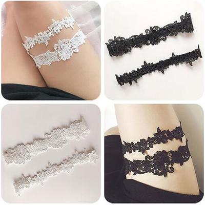 Lace Garter Floral Garters Bridal Garter Ivory Floral Garter Set Thin Garters with Ivory Flowers Wedding Garter Wedding Garter Set