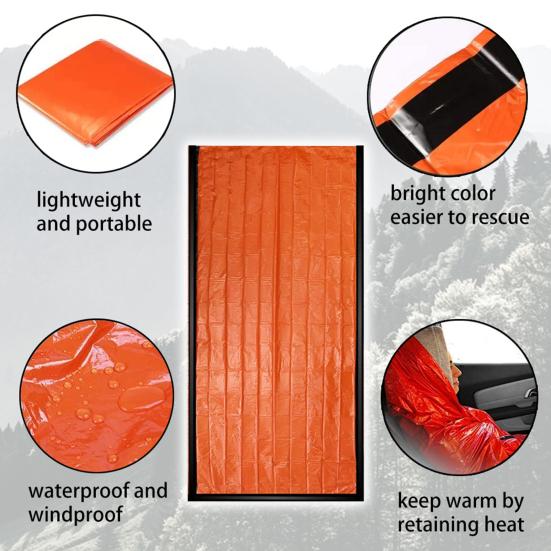 Emergency Sleeping Bag Thermal Emergency Blankets Life Bivy Sack Waterproof Survival Sleeping Bag for Outdoor Adventures Camping Hiking