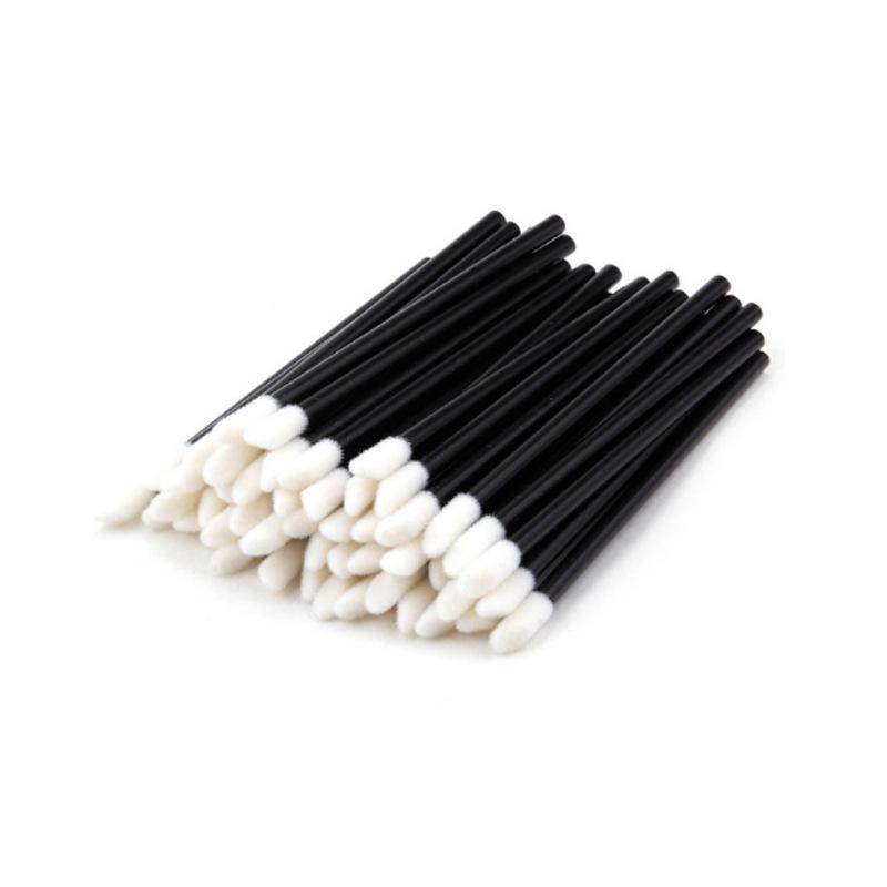 

50 шт. одноразовые кисти для макияжа губ, кисть для губной помады, ручка, палочка, индивидуальный аппликатор, косметический инструмент чёрный