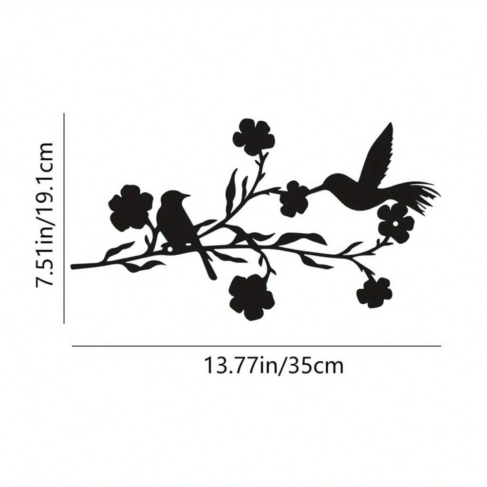 1 Piece Leaf Flower Metal Bird Wall Art Sculpture, Wrought Iron Decor for Living Room, Bedroom, Study, Outdoor Patio Wall