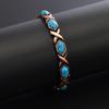 Retro Blue Turquoise Magnetic Ladies Bracelet - Pure Copper Design
