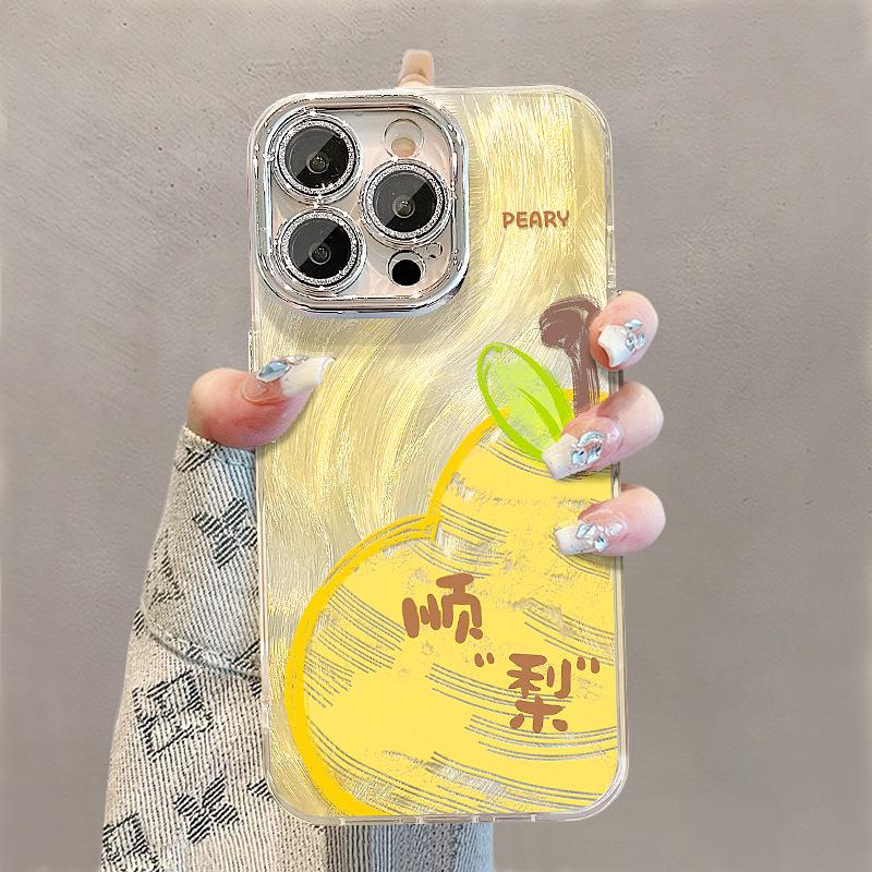 

Картина маслом клубника груша подходит для iPhone16 Apple перо пряжа мобильный телефон чехол 15promax Niche 14 защитный чехол X Redmi K40/K40 Pro