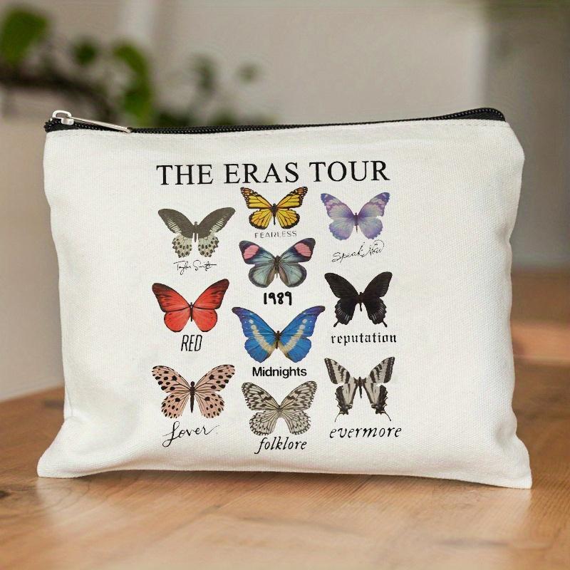 1pc Butterfly Pattern Cosmetics Bag, Albums As Post Stamps Pattern Toiletry Bag, Portable Travel Storage Pouch for Women Xmas Gift