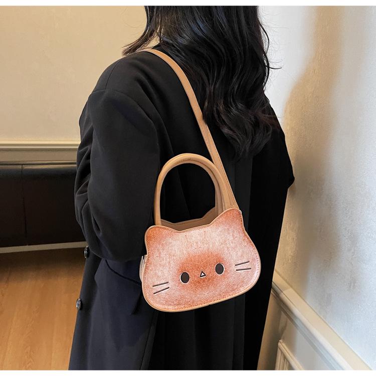 Мультяшный рюкзак-кроссбоди с котенком для женщин - 2025 Нишевый милый дизайн наплечная сумка хаки