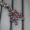 CH Croatia Retro Cross Diamond Inlaid Silver Necklace - High-End Punk Accessories