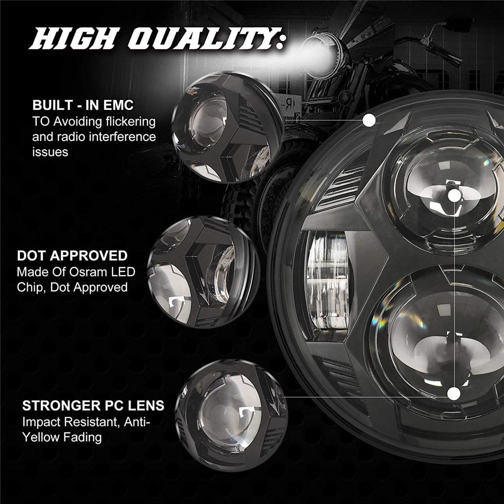 5.75 inch Led Headlight With High/Low Beam DRL For Honda Yamaha Harley Dyna Sportster Softail FXST, FXSTB, FXSTC 5 3/4"Headlamp.