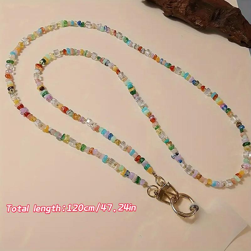Lanière de téléphone bohème colorée à chaîne de perles, dragonnes de téléphone anti-perte, chaîne de sac en acrylique couleur bonbon, bandoulières pour sac à bandoulière