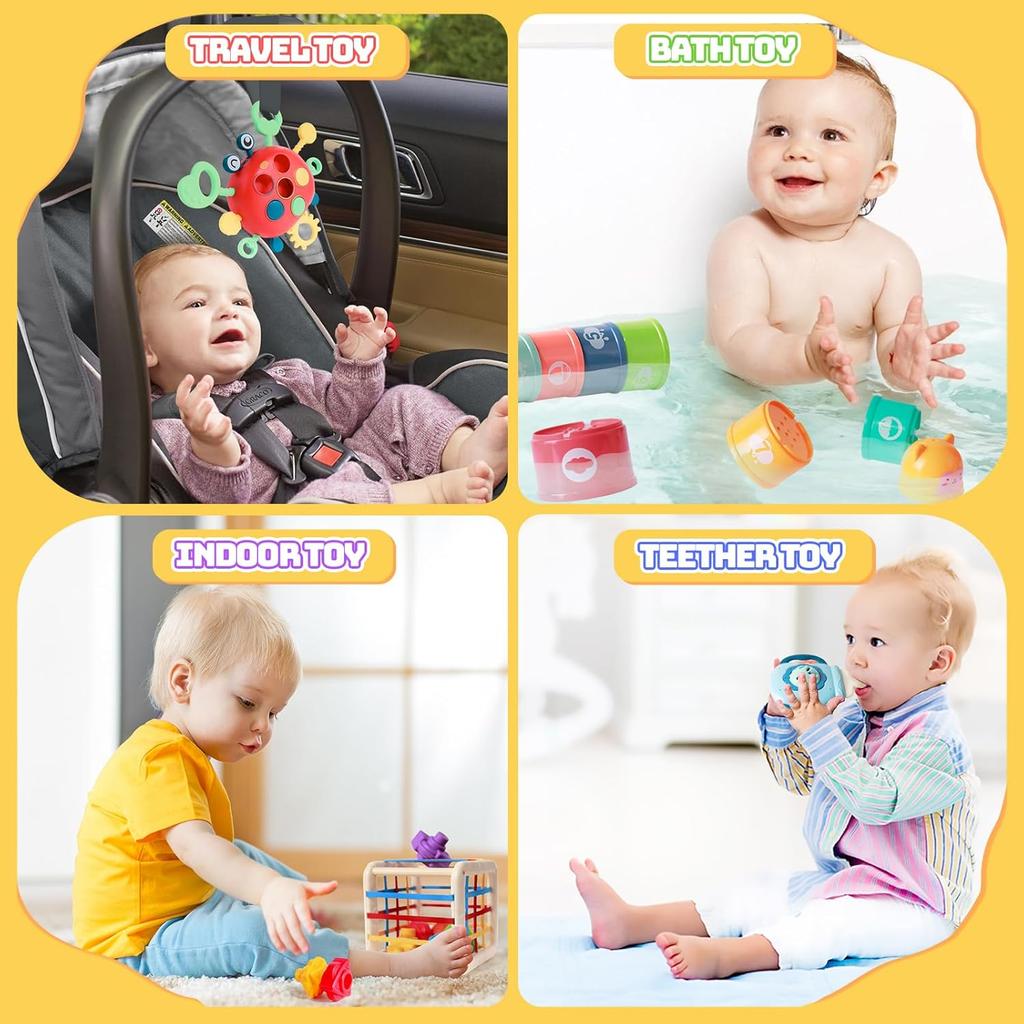 5 in 1 Baby Toys 6 to 12 to 18 Months, Montessori Toys for 1 Year Old, Montessori Toys for Babies 6-12 Months, Sensory Toys for Babies, Baby Tissue