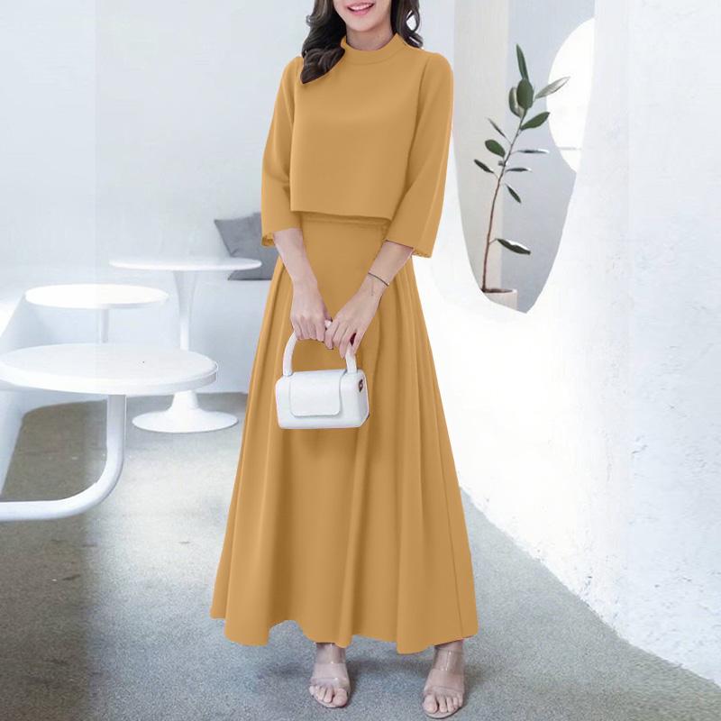 

ZANZEA Женская блузка с рукавом 3/4 и юбки Летние костюмы-двойки M хаки