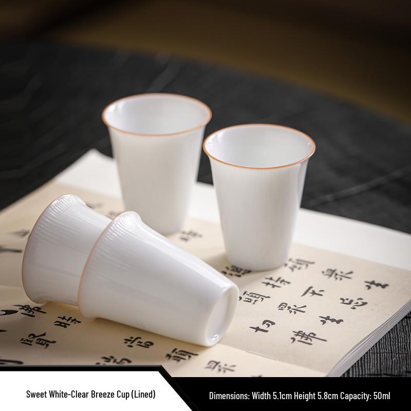 White Porcelain Tea Tasting Cup Set - Simple Kung Fu Style for Household and Guest Reception