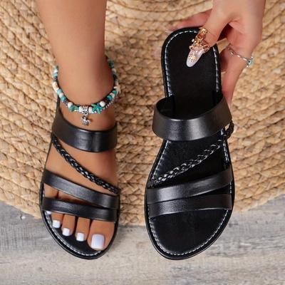 Eleganti Sandali da Donna Intrecciati a Infradito Sandali Open Toe Suola Antiscivolo Ciabatte e Infradito Casual da Spiaggia da Donna