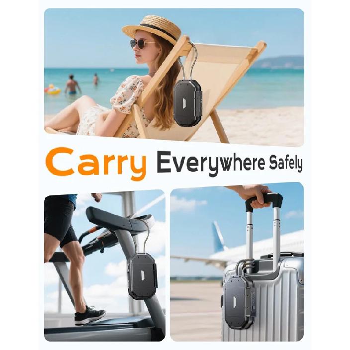 Travel Safe Lock Box Waterproof 4-Digit Combination Anti-Theft Personal Beach Safe with Removable Steel Cable Security Case