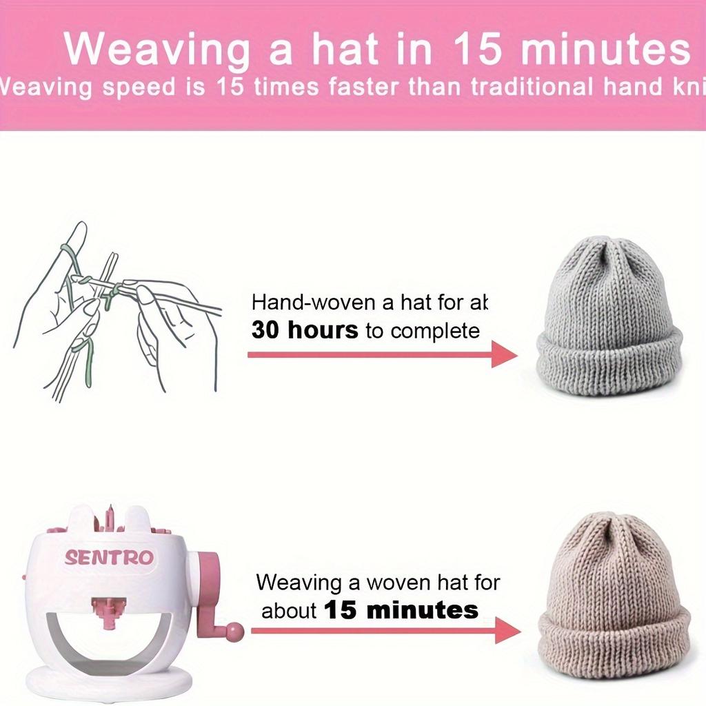 [Bærbar strikkemaskin] Manuell strikkemaskin - Bærbar, roterende doble nåler for nybegynnere og eksperter, kompakt strikkebrett for luer, skjerf