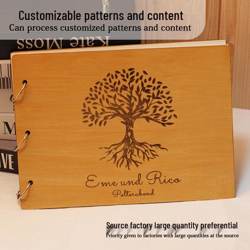 

Wooden Carved Guest Book for Weddings & Birthdays: Commemorative Album & Creative Gift